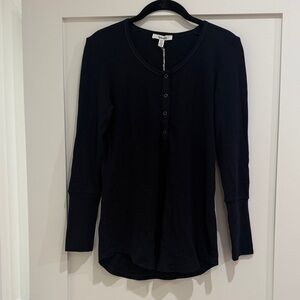 Splendid Long Sleeve Black Waffle Top